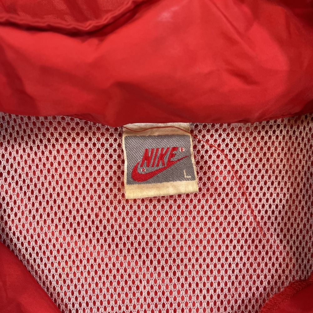 VTG 90s Nike Windbreaker Jacket Red Black‎ White Colorblock Hooded Mens L - Picture 2 of 9